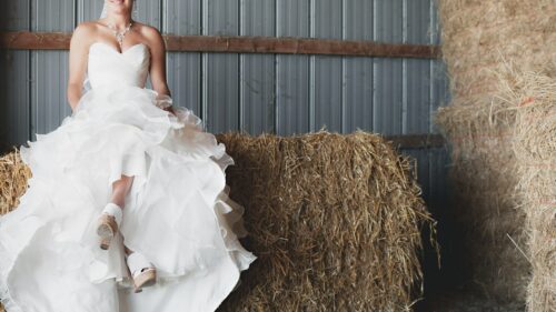 Bride in white wedding dress