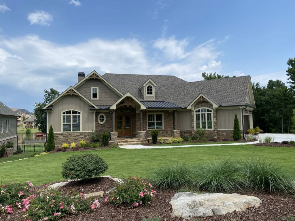 Exterior of beautiful home and front yard.