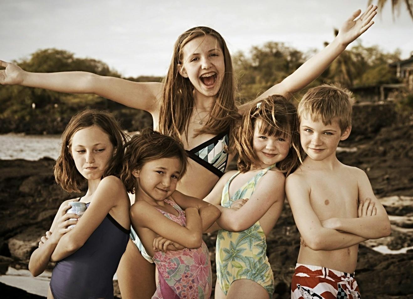 a family in their swimsuit